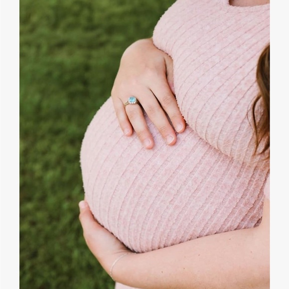 Pink Ribbed Maternity Dress - Picture 2 of 3